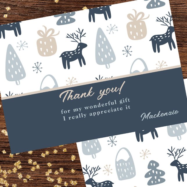 Tack till min julklapp Rener Mönster Kort (Thank You For My Christmas Gift Reindeer Pattern card by Ricaso. Say thanks for your gifts 
)