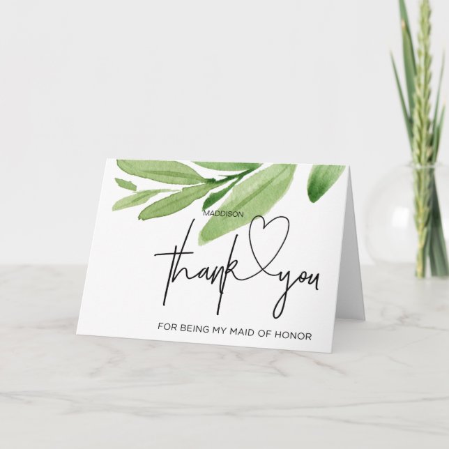 Tack till mitt Maid of honor-kort från Bride Gift (Framsida)