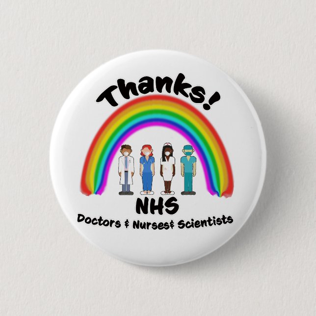 Tack till NHS Läkare Nurses Scientists Rainbow Knapp (Framsida)