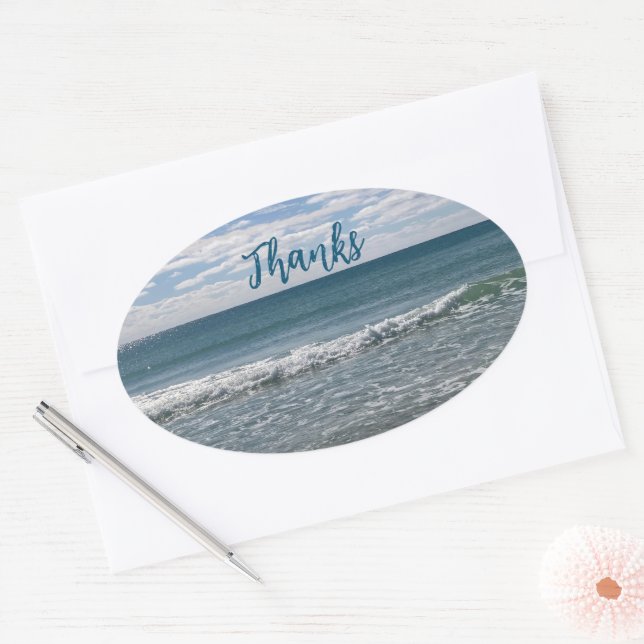 Tack till Oval Sticker Ovalt Klistermärke (Kuvert)