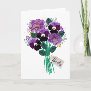 Tack till Pansies Blommigt Bouquet Kort