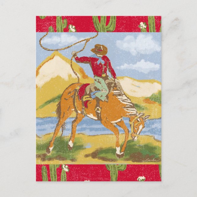 Tack till Partner Western Vilda western Cowboy Rod Vykort (Framsida)