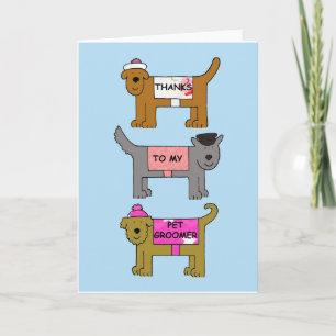 Tack till Pet Groomer Tecknad hund Kort