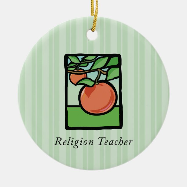 Tack till religionslärare, Äpple Julgransprydnad Keramik (Framsidan)