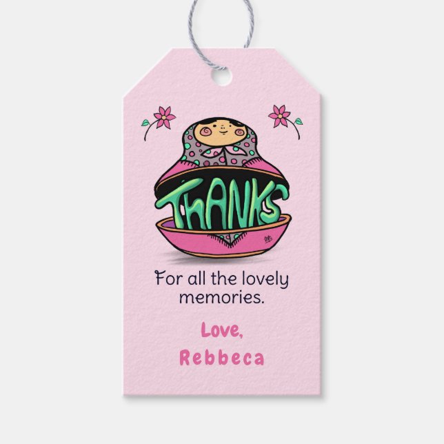 Tack till ryska Doll Matryoshka Presentetikett (Framsidan)