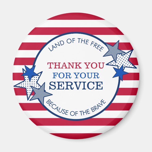 Tack till Service Veterans Stars Rand Magnet (Framsidan)