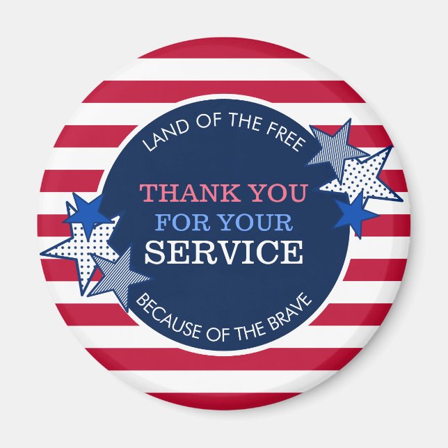 Tack till Service Veterans Stars Rand Magnet (Framsidan)