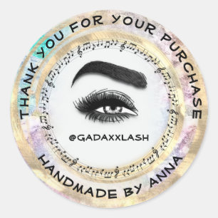 Tack till Shop Makeup Artist Lash Studio Music Gul Runt Klistermärke