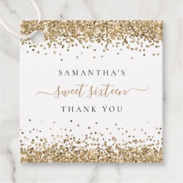 Tack till Sweet sixteen elegant i Guld Glitter Nam Gåvor Etiketter