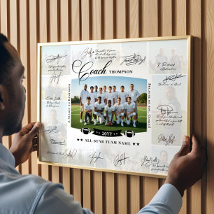 Tack till tränaren - fotbollslagets signatur poster