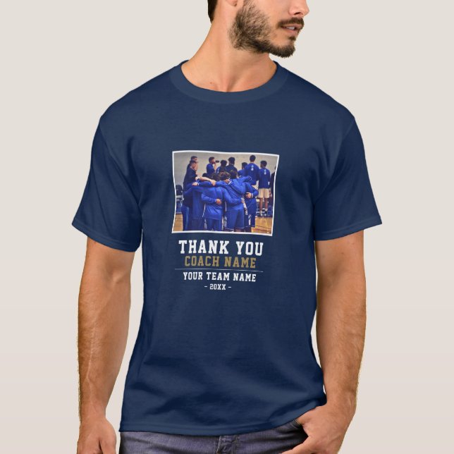 Tack till träningsteamet Namn och Photo Blue T Shirt (Framsida)