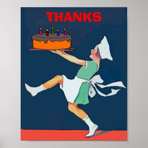 Tack, tjejen med tårta. poster