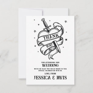 Tack, traditionell tattohjärta, Knivar Tack Kort