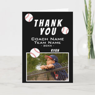 Tack Tränare Baseball Svart Fotokort Kort