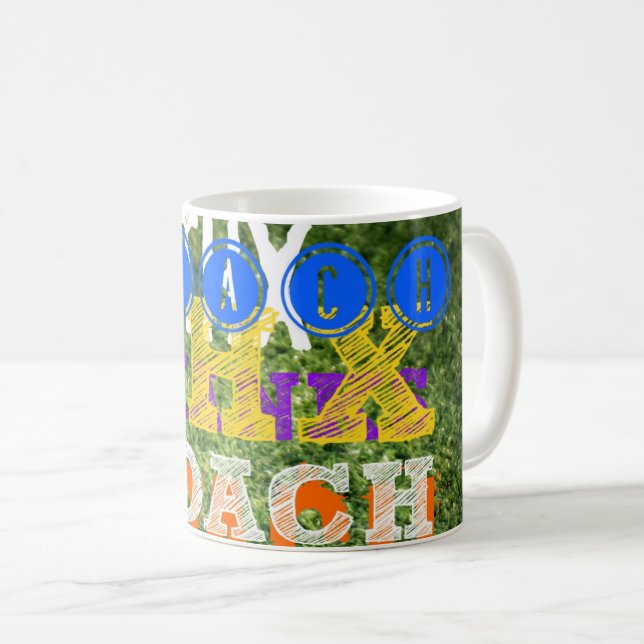Tack Tränare Färgrik Text Sportlag Gräs Kaffemugg (Framsida höger)