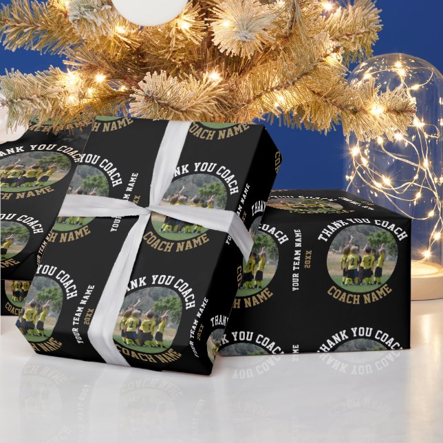 Tack Tränare Lag Namn Foto Presentpapper (Helgdagar)