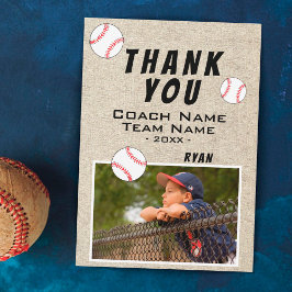 Tack Tränare Rustic Baseball Fotokort Kort