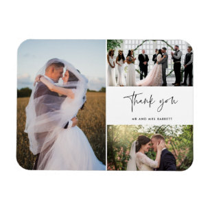 Tack Tre Photo Collage Bröllop Magnet