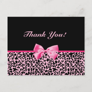 Tack Trendig Rosa och svart Leopard Ribbon Vykort