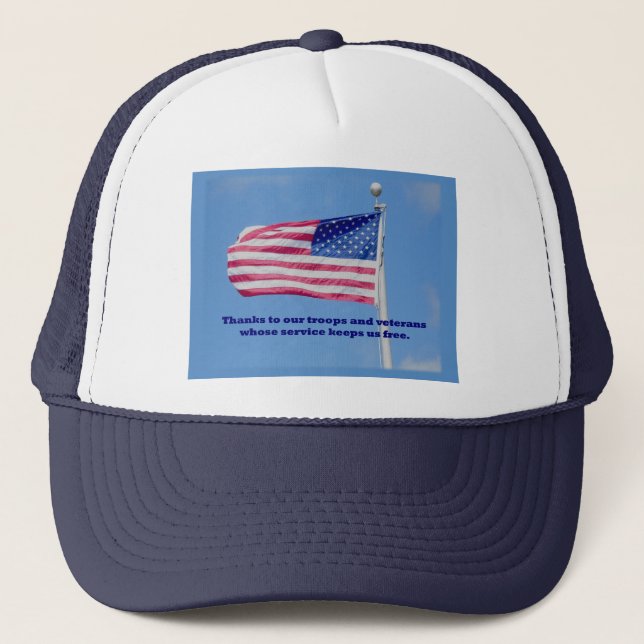Tack Troops American Flagga Truckerkeps (Framsida)