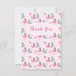 Tack Tropical Flamingo Flowers Löv Mönster Kort