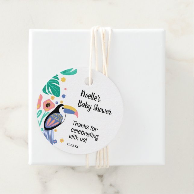Tack Tropical Toucan Bird Baby Shower Gåvor Etiketter (På plats)