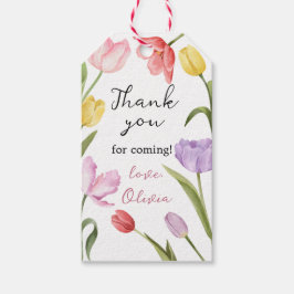 Tack tulpaner blommande boho presentetikett