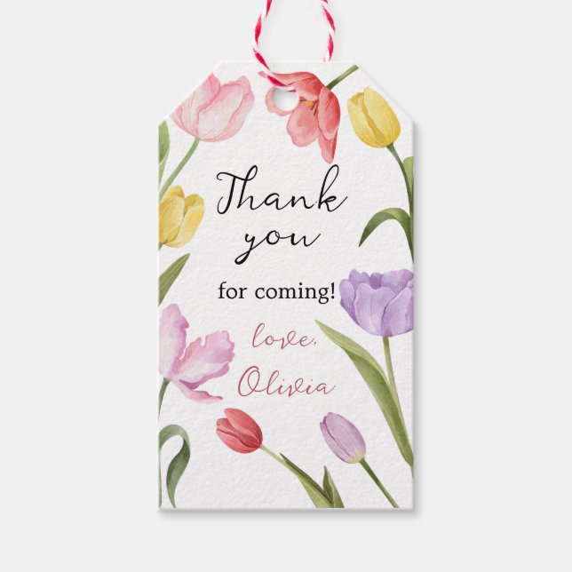 Tack tulpaner blommande boho presentetikett (Framsidan)