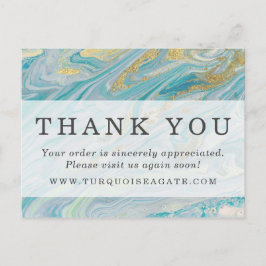 Tack Turcoise Guld Agate Stone Geode Coupon Vykort