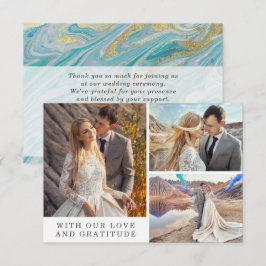 Tack Turquise & Guld Marble Geode Photo Card Inbjudningar