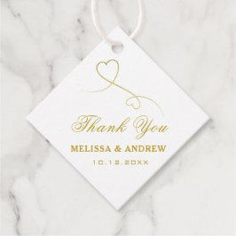 Tack | Två Guld Hearts | ELEGANT BRÖLLOP Gåvor Etiketter