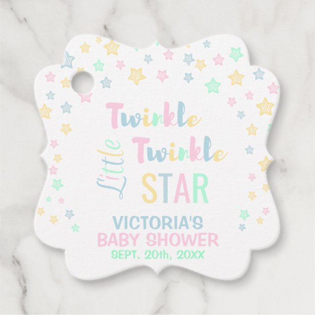 Tack Twinkle Twinkle Little Star Baby Shower Gåvor Etiketter (Framsida)
