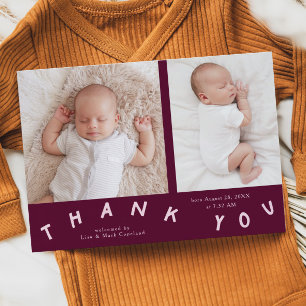 Tack Typografi Cranberry Birth Photo Meddelande