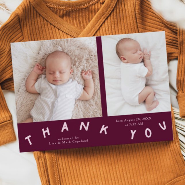 Tack Typografi Cranberry Birth Photo Meddelande (Skapare uppladdad)