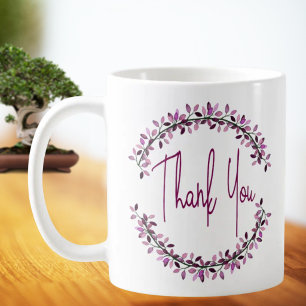 Tack Typografi Enkel Chic Bladkrans Kaffemugg