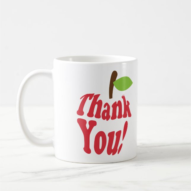 Tack Typografi Lärarmugg Röd Apple Kaffemugg (Vänster)