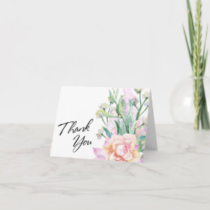 Tack Typografi med akvarell vilda blommor Kort