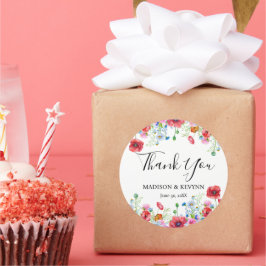 Tack typografi pastel äng vilda blommor  runt klistermärke