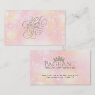 Tack Typografi Pastel Sparkly Background Rabattkort