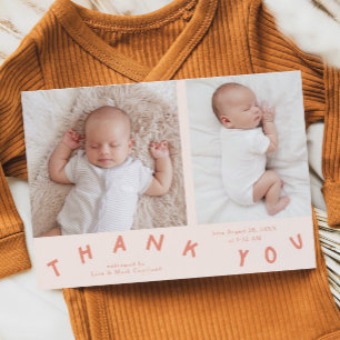Tack Typografi Peach Birth Photo Meddelande