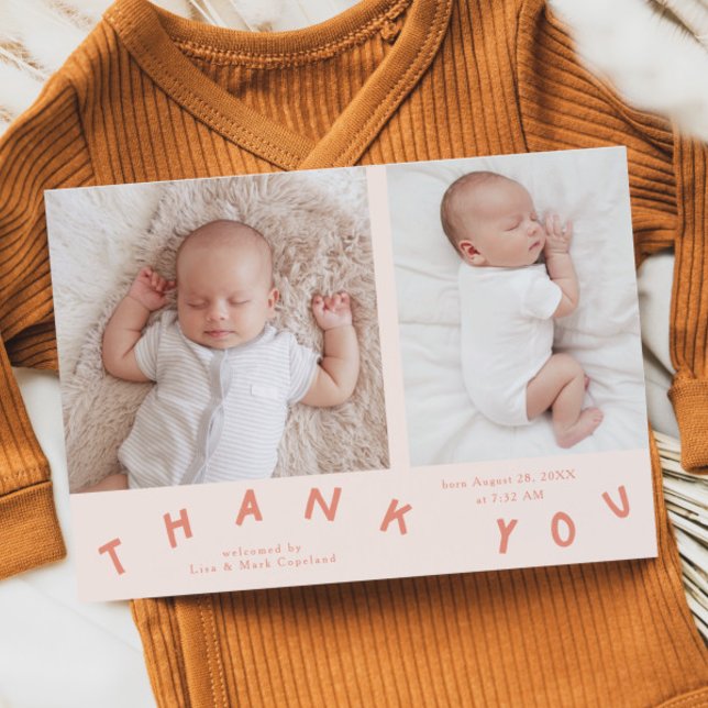 Tack Typografi Peach Birth Photo Meddelande (Skapare uppladdad)