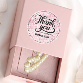 Tack typografi rodnad rosa guld glitter ombre runt klistermärke
