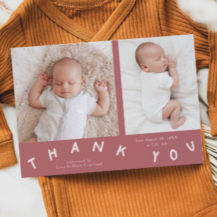 Tack Typografi Rosa Birth Photo Meddelande