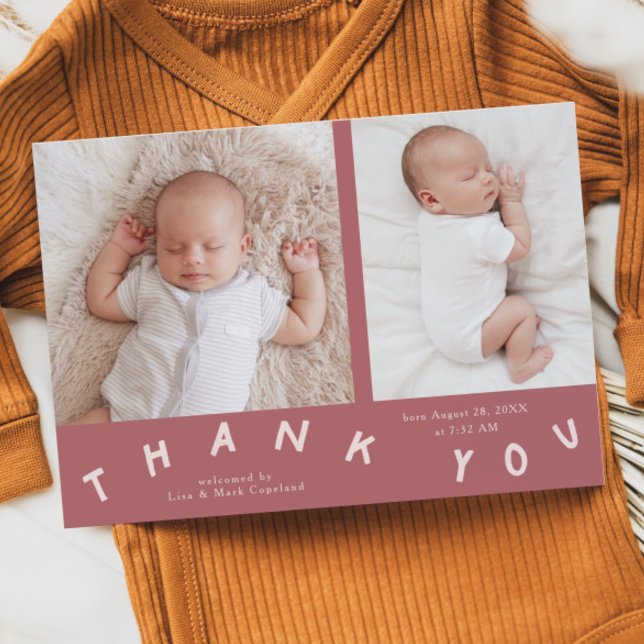 Tack Typografi Rosa Birth Photo Meddelande (Skapare uppladdad)