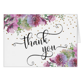 Tack typografi, vilda blommor, konfetti OBS kort