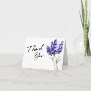 Tack Typografi Watercolor Lavender Flowers Kort