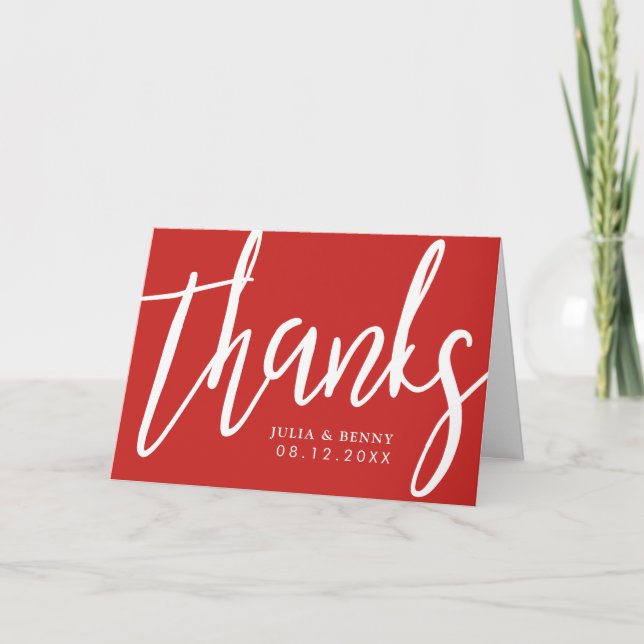 Tack, Typography Scarlet Red Tack Kort (Framsida)