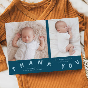 Tack Typography Teal Birth Photo Meddelande