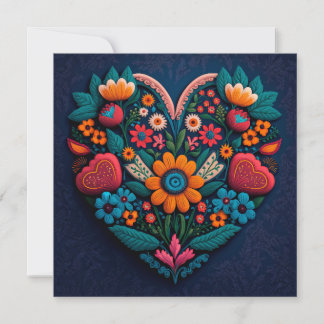 Tack Ukrainas Stil Heart Made of Flowers Kort