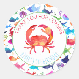 Tack under havsbottnens havsfärgsfisk runt klistermärke